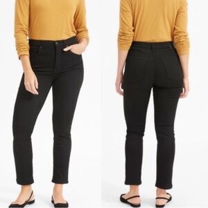 EVERLANE High Rise Straight Black Cotton Jeans